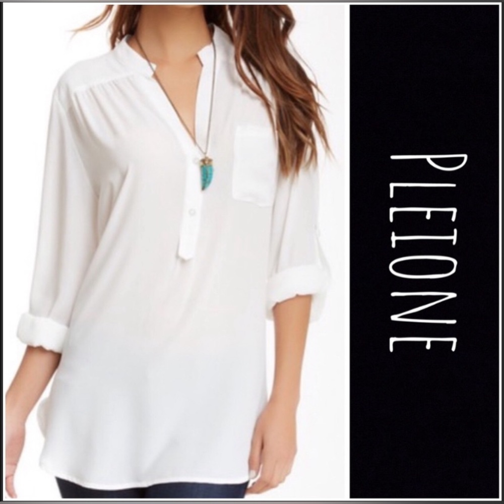 Pleione white womens blouse L
